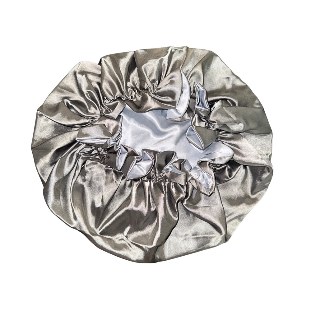 Silver Satin Hair Bonnet